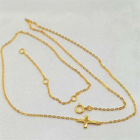 Collana Croce Laterale In Argento Sterling 925 Pendente Orizzontale Minimalista Gioielli Religiosi Per Donna