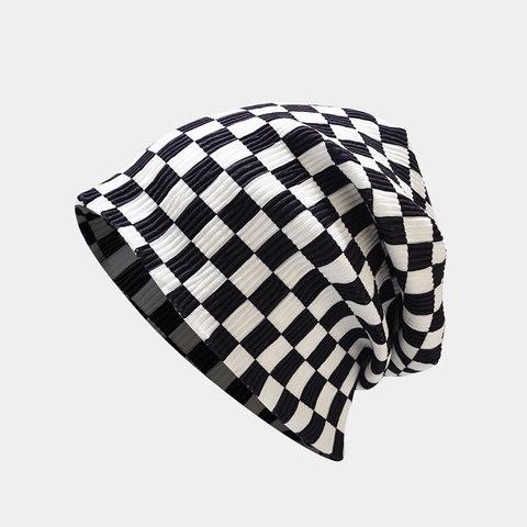 Berretto Beanie In Maglia A Scacchi Motivo A Cuore A Coste Morbido Traspirante Versatile Per Donne