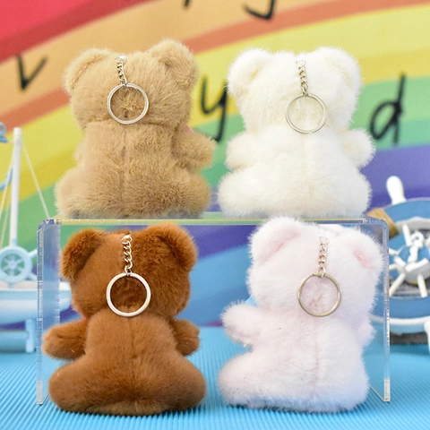 Cute Plush Heart Teddy Bear Keychain Soft Stuffed Animal Toy Bag Pendant Charm For Birthday Valentine Gift Accessory