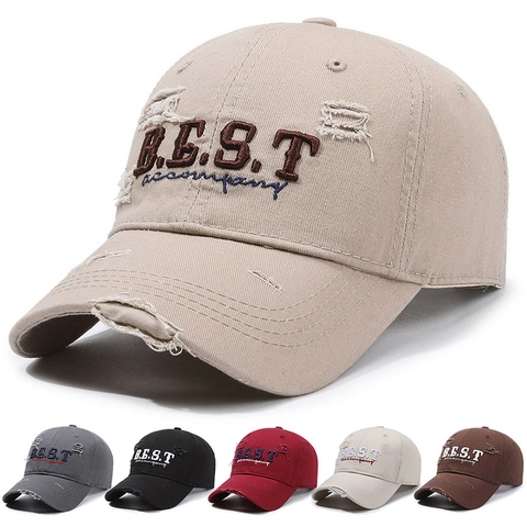 Berretto Da Baseball Vintage Consumato Cotone Ricamo Lettere Retro Parasole Regolabile Cappello Per Uomini Donne