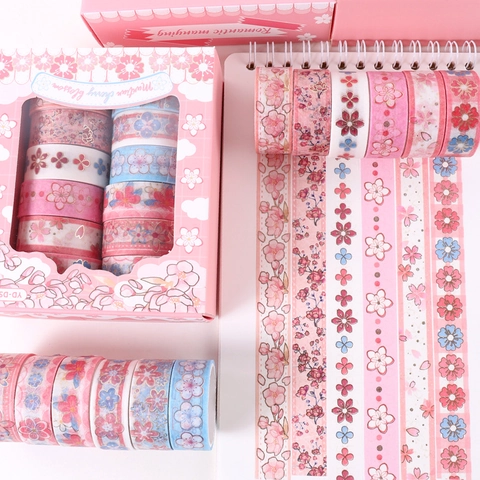 Ästhetische Washi Tapes Bronzierung Sakura Blumenmuster Abdeckband Für Scrapbooking DIY Journaling Basteln