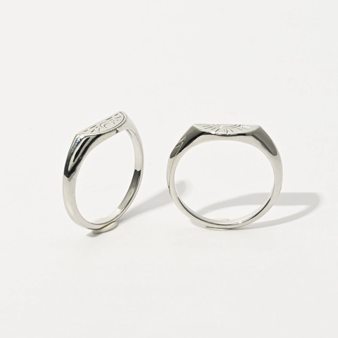 Bagues En Cuivre Gravées Soleil Et Lune Plaquées Or 14k Vintage Bohème Géométrique Bijoux Pour Femmes Hommes