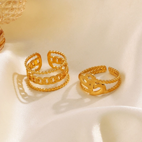Edelstahl Ringe Für Frauen Verstellbares Offenes Design Minimalistisch Herz Schlange Stern Kette Vergoldet Modeschmuck