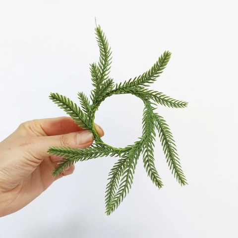 Norfolk Pine Napkin Rings Artificial Greenery PE Pine Needle Candle Ring For Christmas Table Decor Festive Ornament