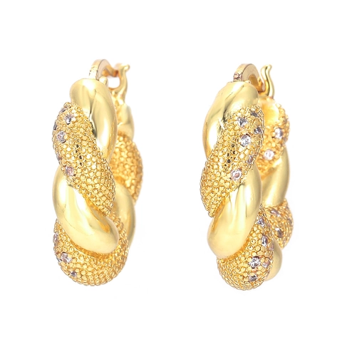 Orecchini a Cerchio Metallici Torsione Vintage da Donna Hip Hop Geometrici Con Strass Intarsiati Orecchini in Rame Gioielli Festa