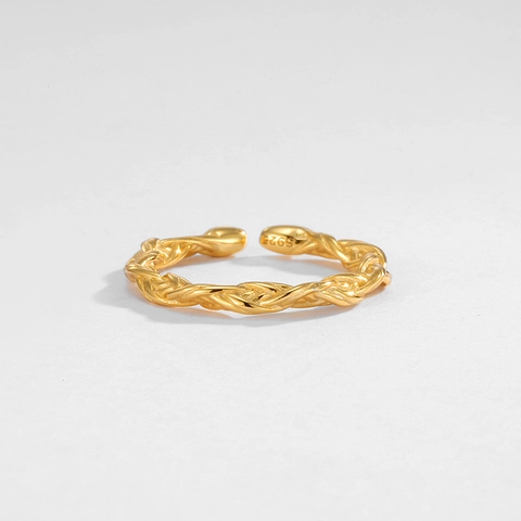 Anillo de Plata de Ley S925 Trenzado Retorcido para Mujer Vintage Minimalista Anillo Abierto Ajustable Joyería de Moda Regalo