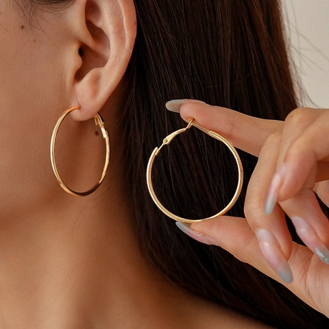 Orecchini A Cerchio Geometrici Da Donna Orecchini In Metallo Tondi Grandi Minimalisti Con Perno In Argento 925