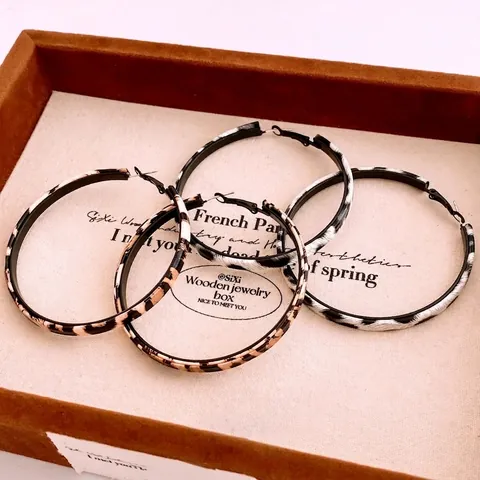 Hoop-Ohrringe Mit 925 Sterling Silber Ohrstecker Leopardenmuster Tierdruck Leder Umwickelt Groß Rund Für Damen