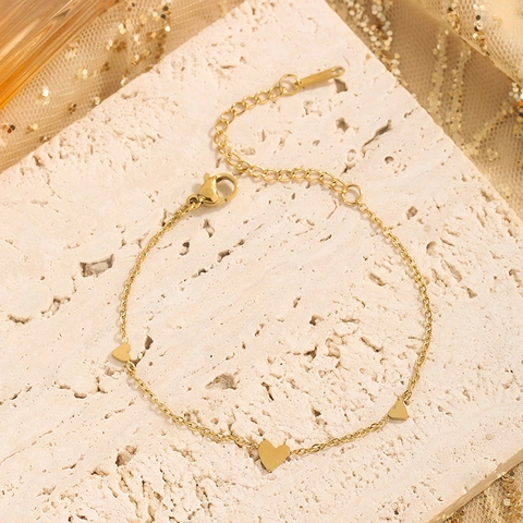 Collana Bracciale E Orecchini A Cuore Acciaio Al Titanio Placcato Oro Gioielli Minimalisti Per Donna