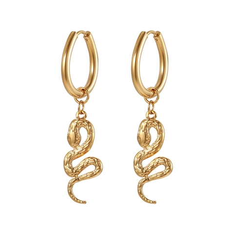 Edelstahl Creolen Herz Und Schlange Anhänger Hänger Ohrschmuck Mode Schmuck Für Damen