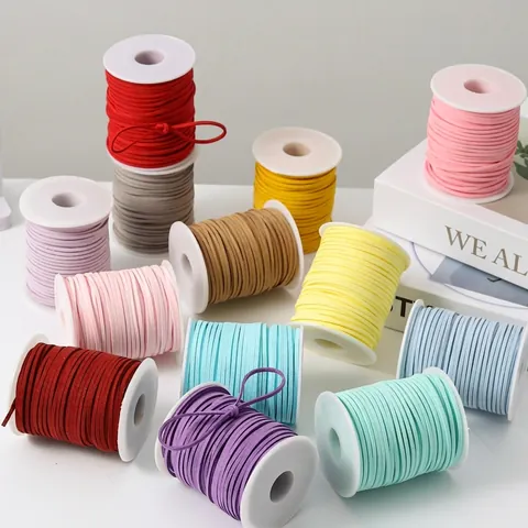 Cordón De Gamuza Sintética Colorido Hilo De Microfibra Plano Para Fabricación De Joyas DIY Trenzado De Pulseras Envoltura De Regalos