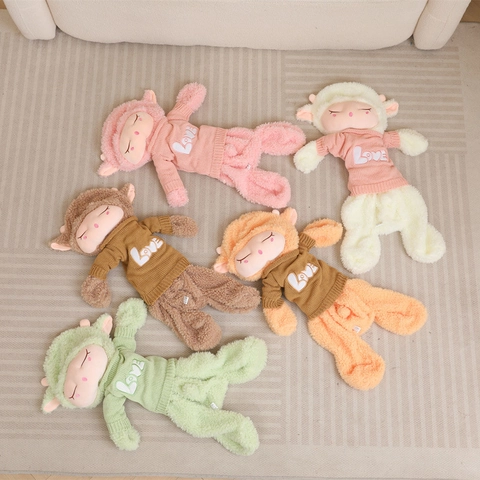 Cute Sheep Plush Doll Shell Large Sleeping Lamb Skin Soft Faux Fur With Knitted Sweater Long Body Pillow No Filling