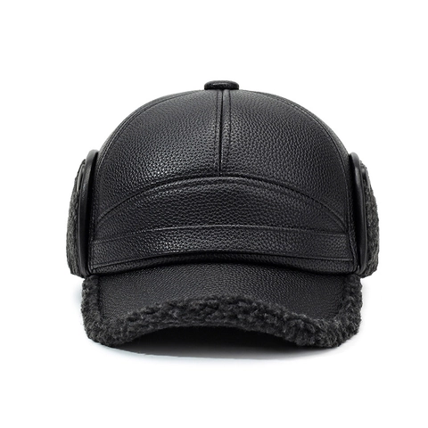 Cappello Da Baseball Invernale Uomo Pelle PU Caldo Paraorecchie Fodera Lana Di Agnello Sintetica Antivento Sport