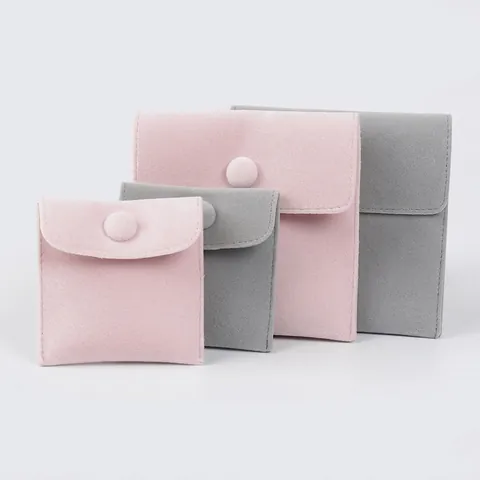 Jewelry Storage Pouch Double Sided Flannel Soft Velvet Envelope Bag With Snap Button For Necklace Ring Earring Organizer
