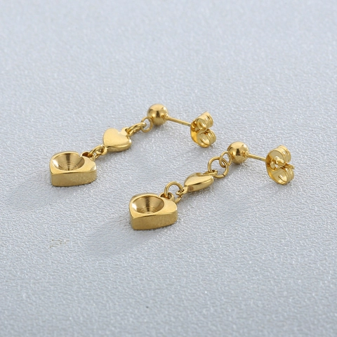 Heart Dangle Earrings 18K Gold Plated Stainless Steel Tassel Drop Jewelry Women Fashion Trendy