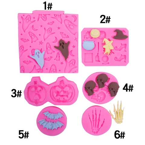 Halloween Fondant Siliconen Vorm Spook Schedel Vleermuis Pompoen Vormen DIY Chocolade Taart Decoratie Tool