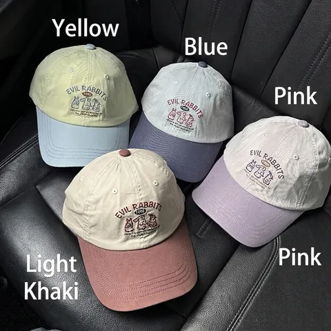 Cappello Da Baseball In Cotone Ricamato Evil Rabbits 1998 Regolabile Traspirante Retro Soft Top Casual Da Sole Donna