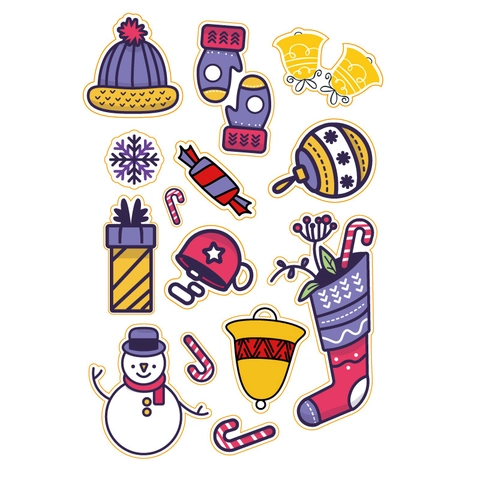 Autocollants De Noël Dessin Animé Père Noël Bonhomme De Neige Élan Étiquettes Décoratives Cadeaux De Fête Bricolage Scrapbooking