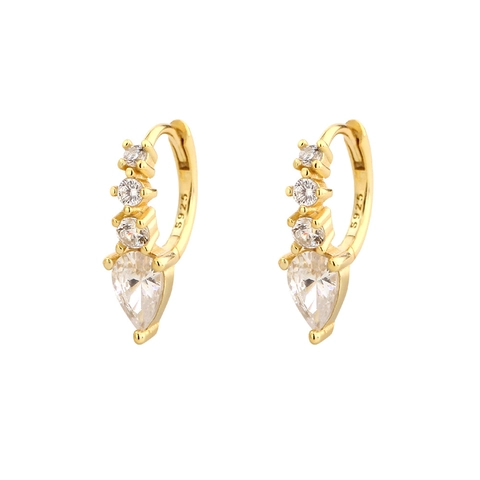 Orecchini A Cerchio In Argento Sterling 925 Con Pendente In Zircone A Goccia Gioielli Eleganti E Raffinati Da Donna