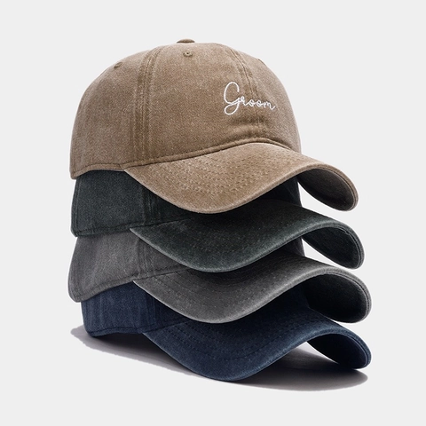 Cappello Da Baseball In Cotone Lavato Ricamo Groom Vintage Retrò Protezione Solare Dad Hat Per Uomo Matrimonio Festa