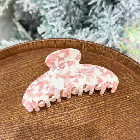 Grande Molletta Per Capelli In Acetato Motivo Marmo Terrazzo Clip A Squalo Accessorio Per Acconciatura Elegante Da Donna