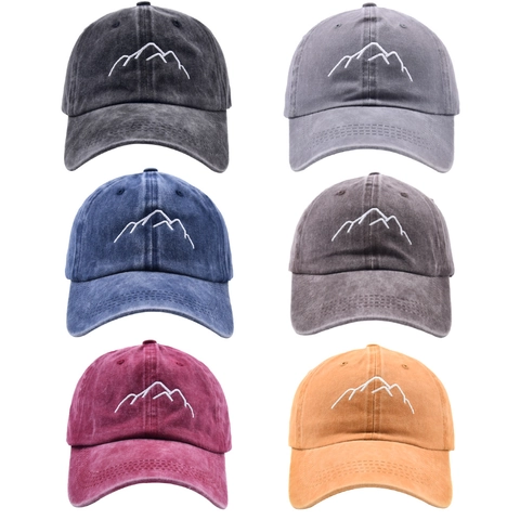 Gorra De Béisbol De Algodón Lavado Bordado De Montaña Retro Ajustable Sombrero De Sol Al Aire Libre Para Hombres Mujeres