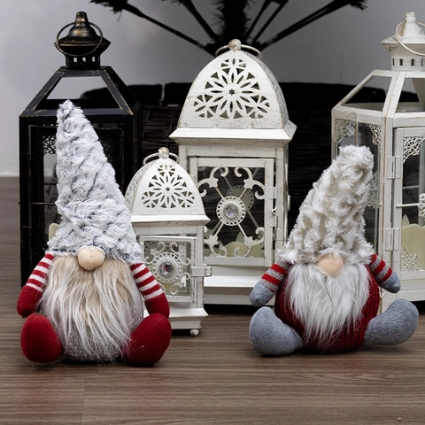 Christmas Gnome Plush Doll Faceless Nordic Gonk With Knit Striped Arms Plush Hat For Holiday Tabletop Window Decor