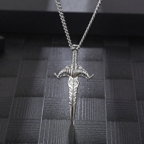 Zwaard Hanger Ketting Retro Titanium Staal Gothic Punk Streetwear Hip Hop Sieraden Voor Mannen