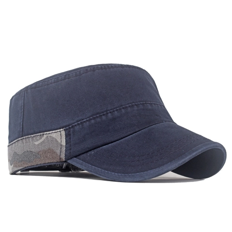 Herren Flachdeckel Kadettenmütze Baumwolle Camouflage Patchwork Washed Distressed Militär Stil Outdoor Sonnenschutz Verstellbar