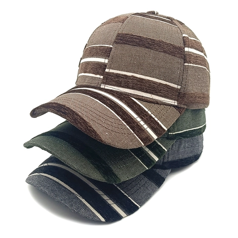 Gestreifte Cord Baseballkappe Gebogener Schirm Sonnenschutz Outdoor Lässig Verstellbarer Hut Für Herren Damen Vintage Mode