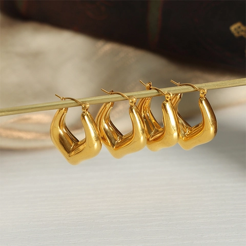 Orecchini a Cerchio Geometrici a Forma di U in Acciaio al Titanio Minimalista Francese per Donna Gioielli di Moda Placcati Oro Argento
