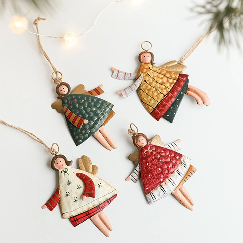 Pendenti Appesi Natale Metallo Dipinto Babbo Natale Angelo Pupazzo Di Neve Per Decorazione Albero Natale Arte Ferro Retrò