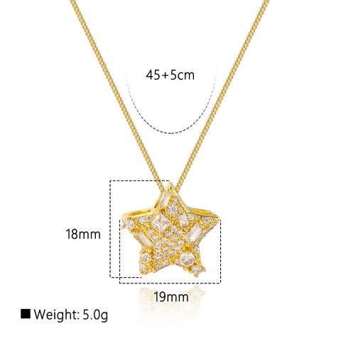 Collana con Pendente a Cuore e Stella in Zirconia Placcata Oro 18K per Donna Collana con Ciondolo a Stella e Cuore Esagerata