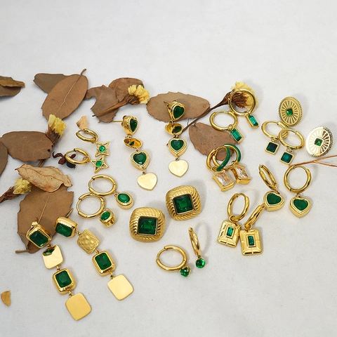 Mode Zirkoon Oorbellen Met Roestvrijstalen Oorsteker Verguld Geometrische Hart Sieraden Voor Vrouwen