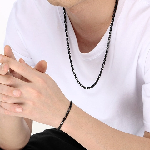 Collar Y Pulsera De Cadena De Eslabones Mariner De Acero Inoxidable Para Hombres Mujeres Joyería Pulida Hip Hop
