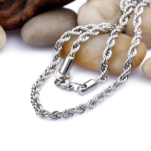 Collar De Cadena De Cuerda Acero Inoxidable Chapado Al Vacío Hip Hop Joyería De Moda Accesorios Para Hombres Mujeres