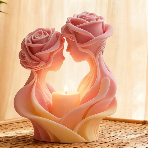 Creative Rose Love Couple Portrait Silicone Candle Mold DIY Romantic Flower Figure Aroma Wax Soap Resin Making Mold Home Decor
