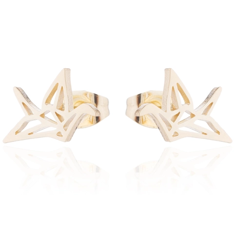 Minimalistische Roestvrijstalen Papieren Kraanvogel Oorknopjes Voor Dames Koreaanse Stijl Diervorm Dagelijkse Sieraden Accessoires