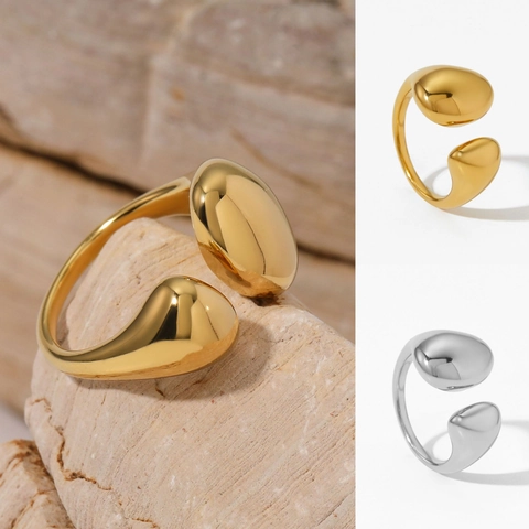 Moderner Edelstahl Offener Ring Minimalistisch Geometrisch Organische Form Verstellbar Hochglanzpoliert Schmuck Unisex