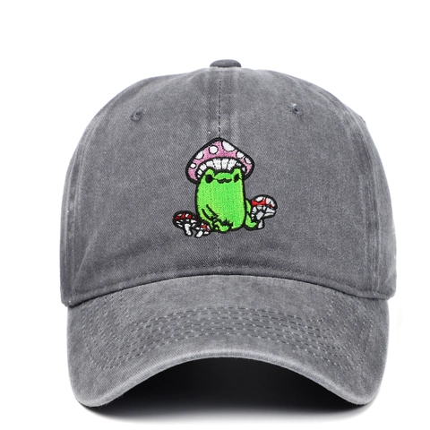 Cappello Da Baseball Cotone Lavato Ricamo Rana Fungo Regolabile Vintage Protezione Solare Cappello Retrò Esterno