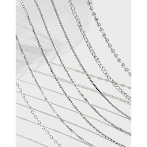 Cadenas De Collar De Plata De Ley 925 Minimalista Versátil Serpiente Caja Bordillo Cruz Cuenta Joyería Para Mujeres