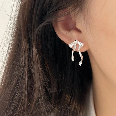 Orecchini A Lobo Con Fiocco In Argento Sterling 925 Gioielli Stile Coreano Minimalista Per Donna