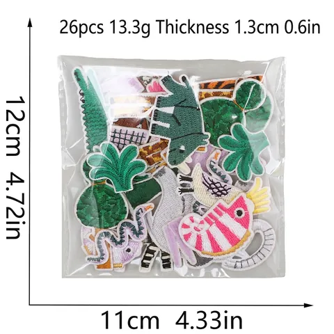 Embroidered Patches Jungle Animal Cartoon Iron On Applique For Children Clothing Decoration DIY Polyester Thread