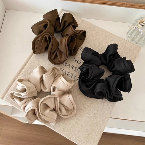 Satin Oversized Scrunchie Franse Vintage Elastische Haarband Paardenstaart Houder Elegant Haaraccessoire Voor Dames