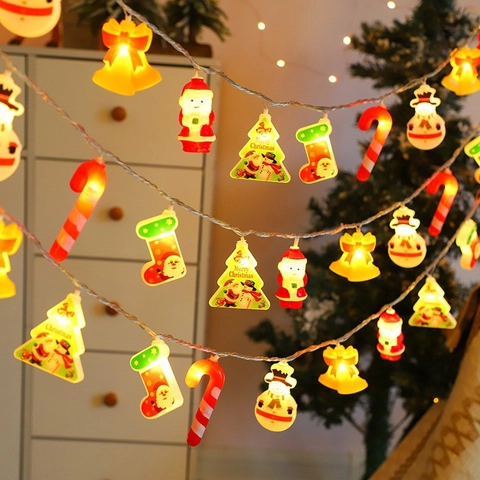 Luci A Stringa LED Di Natale Babbo Natale Pupazzo Di Neve Forme Luce Calda Alimentata A Batteria O USB Decorazione Per Feste Festive