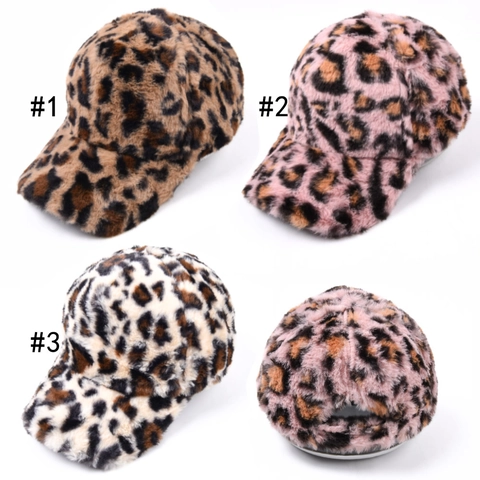 Cappellino Da Baseball In Pelliccia Sintetica Leopardata Invernale Caldo Peluche Cappello Regolabile Moda All'aperto