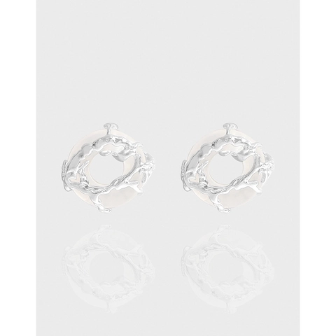 Ronde Agaat Oorknopjes Met Lavatectuur En 925 Sterling Zilveren Oorsteker Minimalistische Nis Sieraden Voor Dames