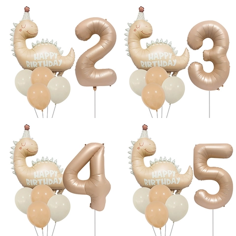 Palloncino In Lattice E Foglio Di Alluminio Dinosauro Crema Caramello Opaco Retro Decorazione Per Festa Di Compleanno Bambini