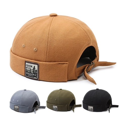 Cotton Canvas Docker Hat Brimless Miki Cap Retro Streetwear Adjustable Sailor Landlord Hat Hip Hop For Men