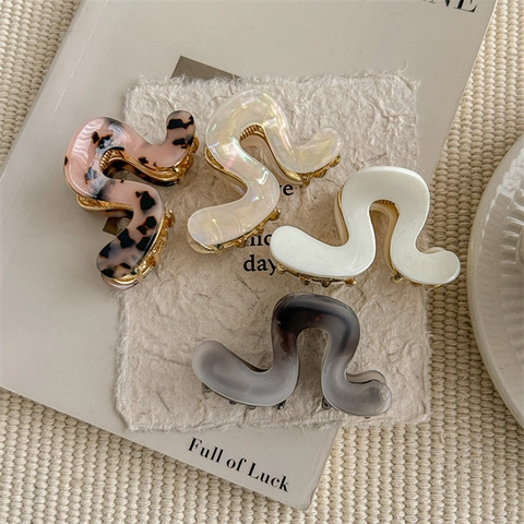 Molletta per Capelli a Forma di S in Acetato per Donna Piccole Mollette Geometriche in Metallo Eleganti Accessori per Capelli in Stile Francese